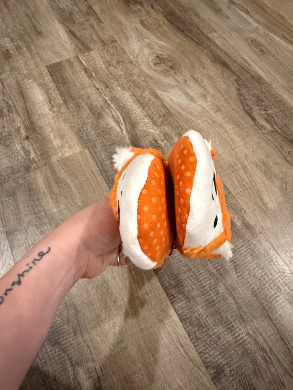 Kids Orange Fleece Fox Booties - Soft Plush Slippers 7 inches